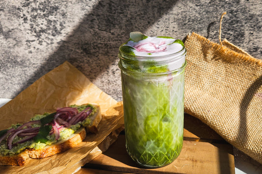 Iced Matcha Latte w/ Spiced Cherry Cold Foam