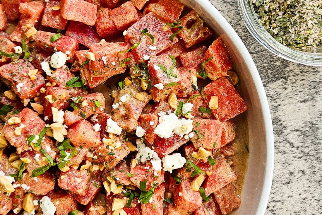 Watermelon Salad with Tangy Tamarind-Feta Dressing - Course 784